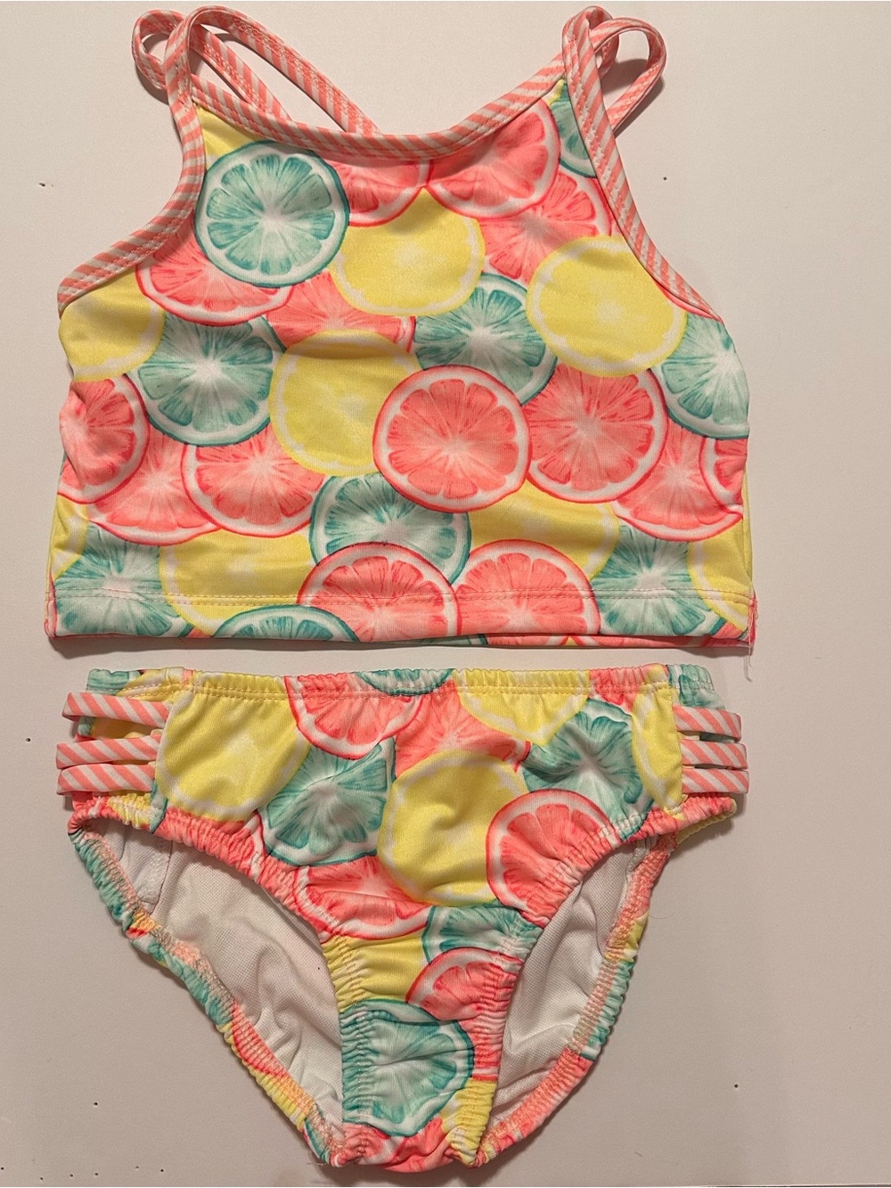 Penelope Mack Pink Yellow Aqua Citrus Slice Kids Bikini